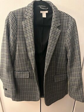 H&M Black and White Houndstooth Suit Jacket